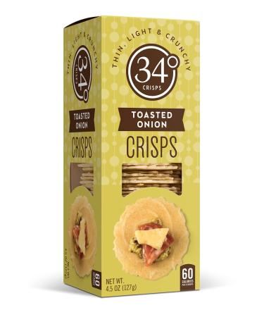 34 Degrees Crisps | Toasted Onion Crisps | Thin Light & Crunchy Crisps Single Pack (4.5oz)