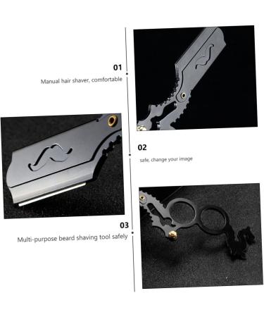 Beavorty Manual Hair Razor Holder - Stainless Steel Double Ring Shaver for Beard & Eyebrows Trimming - Efficient Folding Design - Buy Online on GoSupps.com