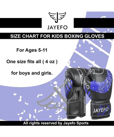 Jayefo Kids Youth Boxing Gloves 4oz - Black Blue | Ideal for Boxing, Kickboxing, Muay Thai & MMA | Beginners Heavy Bag Gloves - Buy Online on GoSupps.com