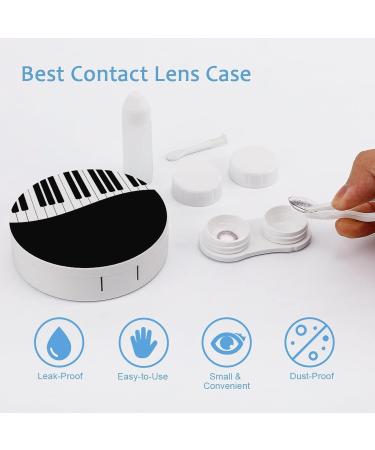Portable Black and White Piano Keys Contact Lens Case Kit with Mirror - Travel Storage Solution for Soaking & Protection - Buy Online on GoSupps.com