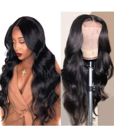 Larhali Hair 13x6 HD Lace Front Wigs Brazilian Body Wave Human Hair Wigs For Black Women 150% Density Pre Plucked with Baby Hair Natural Black (22, 13x6 Body Wave Wigs) 22 13x6 Body Wave Wigs