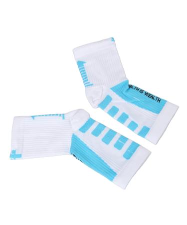 Sports Heel Socks Sectional Compression Restraint Free Foot Sleeves for Athlete (White and Blue)