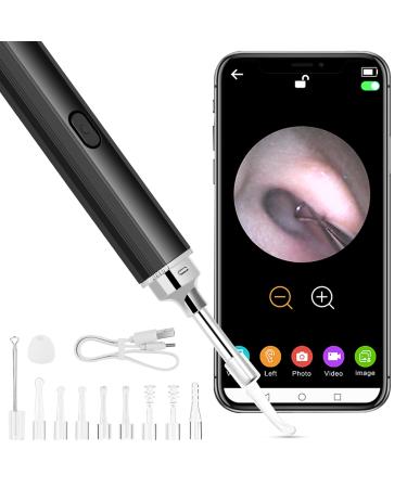 Ear Wax Removal Tool Prime Earwax Remover with 10 pcs Ear Set for Adults and Kids Earwax Removal kit with 1080P Waterproof Camera for iPhone iPad Android Phones (Black)