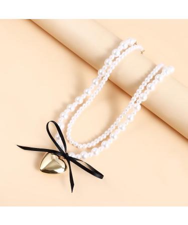 Oralgo's Elegant Pearl Necklace with Black Band - Adjustable Heart Loop for Weddings & Bridal Jewelry - Buy Online on GoSupps.com