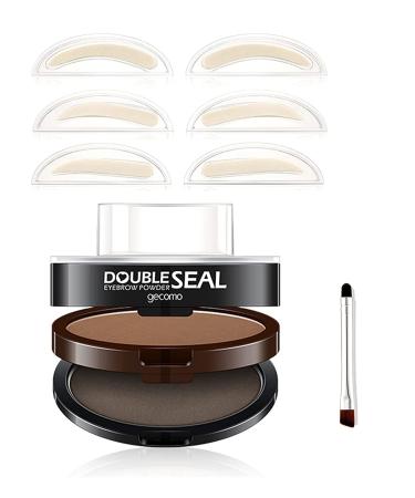 Two-tone Eyebrow Powder Waterproof Eye Brow Stamp Powder with Brow Brush  Perfect Nature Eye Brow Powder Coloring Kit (Light Brown + Gray)