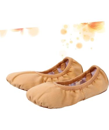 AMOSFUN Foldable Ballet Shoes for Travel & Yoga | Stretch Slipper Flat Shoes for Kids | Brown 33 - Perfect for Ballet Training & Exercises - Buy Online on GoSupps.com
