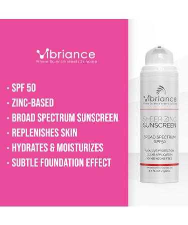 Vibriance Sheer Zinc Moisturizing Sunscreen SPF 50 for Skin Rejuvenation - 1.7 fl oz - Buy Online on GoSupps.com