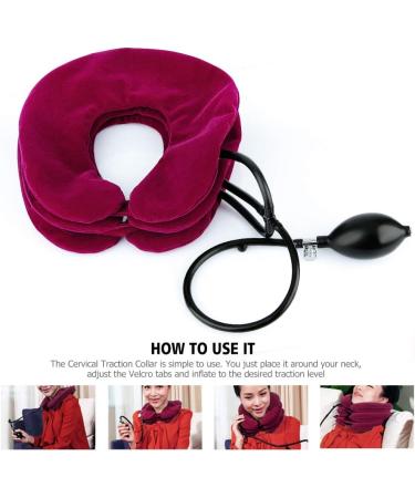 Neck Shoulder Pain Relief Muscle Relaxation Neck Pillow Massager Inflatable Air Neck Traction Pink - Buy Online on GoSupps.com