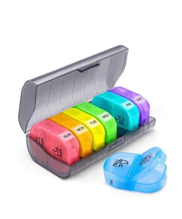 Weekly Pill Organizer 7 Day 2 Times a Day AM PM Pill Box with 7 Detachable Pill Case- BPA Free Pill Box Large Daily Pill Cases for Pills/Vitamin/Fish Oil/Supplements
