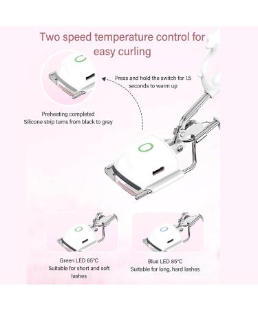 Heated Lash Curler with 2 Speed Temperature Control Long Lasting Curling Metal Ironing Fast Charging Electric Eyelash Curlers (White) - Buy Online on GoSupps.com
