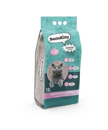 Bentokitty cat litter (10l 1 Pack) with baby powder fragrance clumping white fine -grained lump litter made of bentonite suitable for sensitive cat paws 10L (1 Pack) baby powder