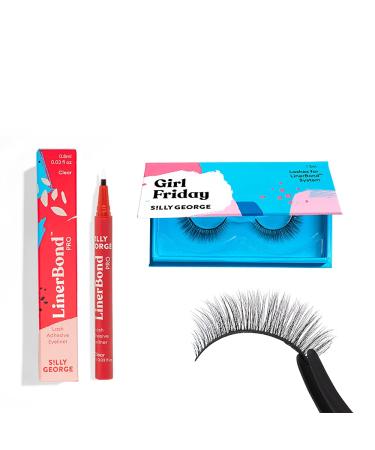 Silly George LinerBond Lash System | Girl Series Starter Kit with LinerBond Adhesive Eyeliner and 1 set of Girl Lash Series, Natural Look (Girl Friday, LinerBond PRO Clear) Girl Friday LinerBond PRO Clear