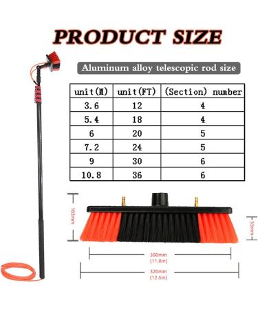 3.6-10.8M Water-Bearing Telescopic Rod Telescopic Window Cleaner Professional Set Window Cleaning Rod Aluminum Telescopic Rod Glass Cleaning photovoltaic Panel 12FT/3.6M - Buy Online on GoSupps.com