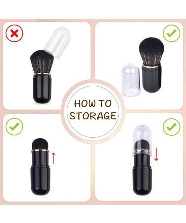 Retractable Kabuki Brush - Cute Capsule Travel Makeup Brush for Liquid Foundation & Powder - Perfect for Contour & Blush - Black - Buy Online on GoSupps.com