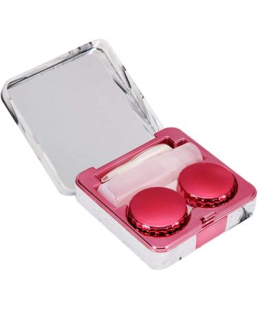 Kuuleeyn Pink Marble Contact Lens Container with Portable Mirror - Square Design for Soaking & Travel - Buy Online on GoSupps.com