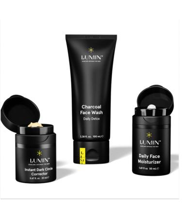 Lumin Skin Care Set Routine for Men - Burnout Buster Trio - Men's Facial Care Kit Men's Skincare Routine For Dry Skin & Dark Circles 2 Month Supply