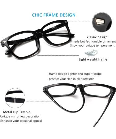 Henotin Blue Light Blocking Reading Glasses - 4-Pack Anti UV Square Nerd Eyeglasses for Men & Women - Spring Hinge 1.25 Diopters - Mixed Colors - Buy Online on GoSupps.com