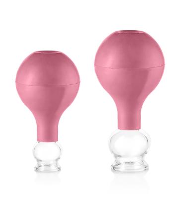 pulox cupping glass made of real glass set of 2 including suction ball 25 mm & 32 mm pink