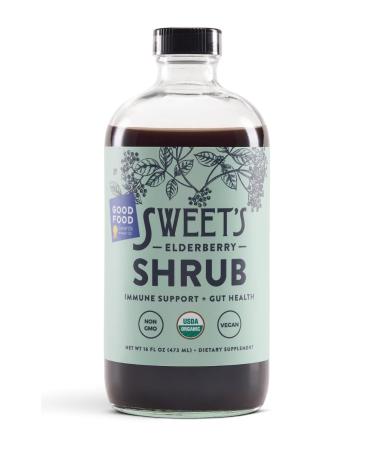 Sweet's Elderberry Organic Shrub | USDA Organic | Digestive & Immune Support | Versatile Drinking Vinegar | Mocktail Mixer | 16 oz Recyclable Bottle