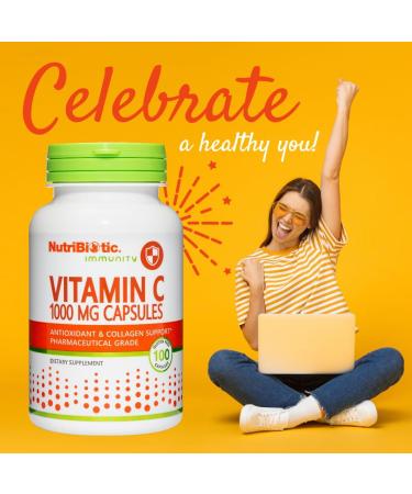 NutriBiotic - Vitamin C 1000 Mg Capsules 100 Count | Essential Immune Antioxidant & Collagen Support Supplement | Pharmaceutical Grade L-Ascorbic Acid 1000 Mg Per Serving | Gluten & GMO Free - Buy Online on GoSupps.com