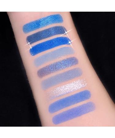 MEICOLY Blue Eyeshadow Palette - 9 Color Matte Glitter Metallic Silver Waterproof Shimmer Pigmented Eye Shadow - Buy Online on GoSupps.com