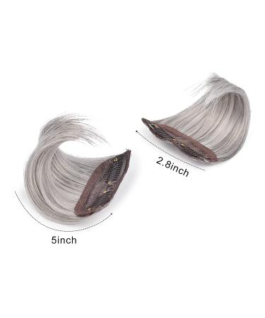 REECHO 2 pack 4 inch Short Thick Hairpieces Adding Extra Hair Volume Clip  in Hair Extensions Hair Topper for Thinning Hair Women Color  Grey/Brown/Silver/White Mixed 5 Inch (Pack of 2) Grey/Silver/White Mixed