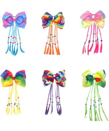 Minkissy Colorful Hair Ties Bowknot Hair Bow with Colored Braid Hair Rings Hair Rope Kids for Girls (Pink Braid) - Buy Online on GoSupps.com