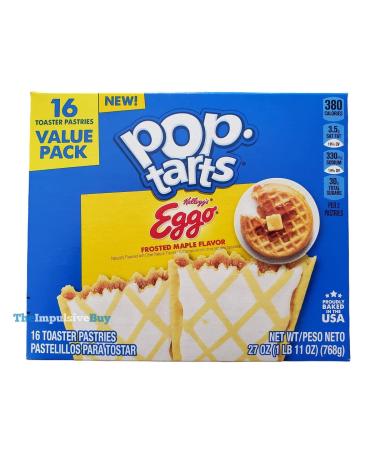 Pop-Tarts Eggo Toaster Pastries, Breakfast Foods, Baked in the USA, Frosted Maple Flavor, 16 pastries