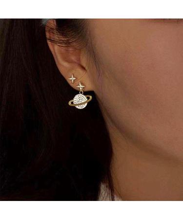 Shop W WEILIRIAN Crystal Saturn Planet Earrings - Vintage Dangle & Stud Jewelry for Women | Celestial Rhinestone Gifts - Buy Online on GoSupps.com
