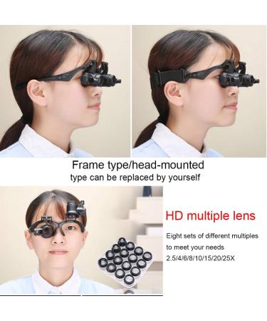 Magnifying Glass Hands-Free Head-Mounted Magnifying Glasses with LED Lighting - 2.5X to 25X Zoom with 8 Groups Detachable Lenses-uses AAA Batteries Suitable for Reading Jewelry Magnifiers etc. - Buy Online on GoSupps.com