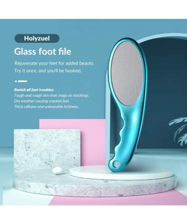 Premium Glass Foot File | Callus Remover with Etching Technology | Portable Foot Scraper for Cracked Heels | Shining Blue - Ideal for Wet & Dry Feet - Buy Online on GoSupps.com