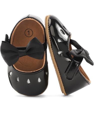 LACOFIA Baby Girls Anti-Slip Mary Jane Shoes | Infant Princess Party Prewalkers 6-12 Months | Black Bowknot Design - Buy Online on GoSupps.com