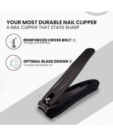 Precision Nail Clippers with Nail Catcher - Black Stainless Steel Manicure Tools - Buy Online on GoSupps.com