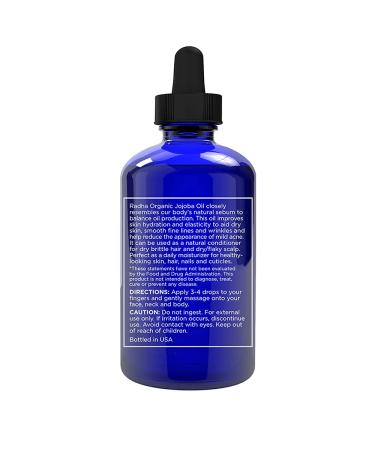 Radha Beauty USDA Certified Organic Jojoba Oil 4 fl oz - 100% Pure Unrefined Cold Pressed - Great Carrier Oil for Hair, Skin & Nails - Buy Online on GoSupps.com