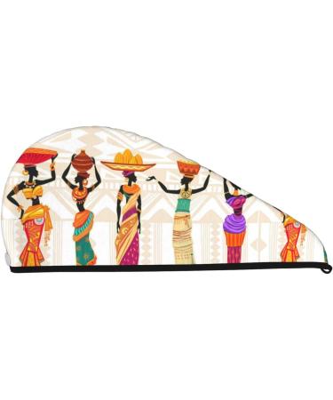 Soft Super Absorbent Microfiber Hair Towel Wrap for Long Curly Hair - Ethnic Coral Velvet Design for Beautiful Black Women - Buy Online on GoSupps.com