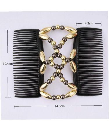 Beads Hair Combs Magic Elastic Hair Clips Stretchy Hair Comb Double Clips for Women Girls Hair Accessory - Buy Online on GoSupps.com