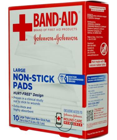 Band-Aid Non-Stick Pads Large 3x4, 10 ea (Pack of 2) | 20-Count First Aid Pads - Large Size - Buy Online on GoSupps.com