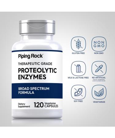 Piping Rock Proteolytic Enzymes Supplement | 120 Capsules | Broad Spectrum Complex | Vegetarian Non-GMO Gluten Free - Buy Online on GoSupps.com