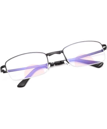 Folding Half Frame Bifocal Reading Glasses - Blue Light Blocking Ultralight Anti-Glare Eyewear for Men & Women - 4.0x Black Semi-Rimless Readers - Buy Online on GoSupps.com