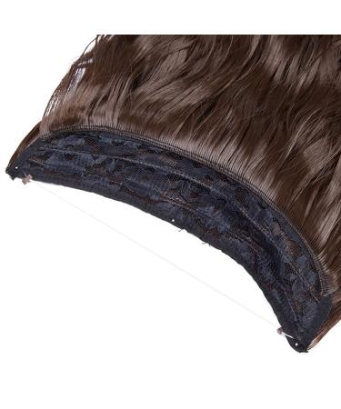 Silk-Co Hair Extensions with Rubber Band | Adjustable Synthetic Medium Brown 60cm | Invisible Cord & Corrugated Design for Women - Buy Online on GoSupps.com