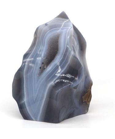 YEJIANGHUA 280g Natural Gemstone Gray Agate Geode Palm Stone Crystal Materials Specimen Rock Reiki Healing Stone Craft Home Decoration Gift - Buy Online on GoSupps.com