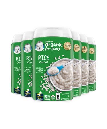 Gerber Baby Cereal Organic 1st Foods, Rice Cereal, 8 Ounce (Pack of 6)