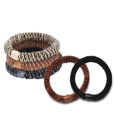 5 pieces of hair tie fleece hair ring seamless cotton stretchy hair tie non -slip seamless apply to thick heavy and curly hair (color mixture)
