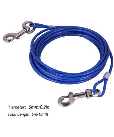 Dog Tie Out Cable 16.4ft Chew Proof Long Steel Wire Double Heads Tieout Leash for Small Medium and Larger Dog Outdoor Walking Camping Picnic(Blue) As shown - Buy Online on GoSupps.com