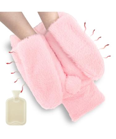 Foot warmers without electricity 2l foot warmers heat bottle soft and warm rabbit ear design foot heating pads multifunctional 2 in 1 foot heat bottle for women/men/adult winter gifts (pink)