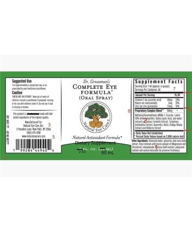 Dr. Grossman's Complete Eye Formula 2oz (Oral Spray) - Buy Online on GoSupps.com