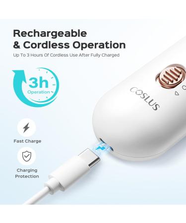 COSLUS 5 in 1 Professional Manicure Pedicure Kit | Electric Nail File Set & Toenail Grinder - 5 Speed Cordless Nail Drill for Thick Nails Cuticles & More for Women Men Baby & Pets - Bright White - Buy Online on GoSupps.com