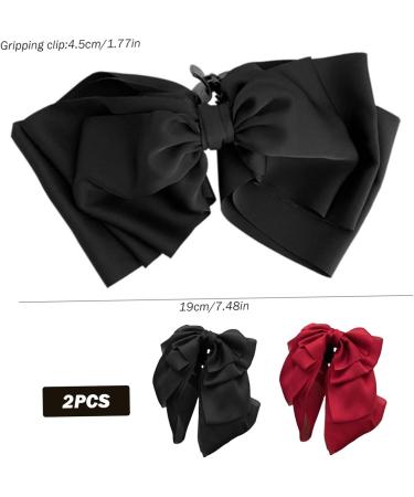 Hair Bows for Women 2PCS Black Red Hair Bow Satin Bow Hair Clips Large Silky Ribbon Bows Hair Accessories Bow Clips for Women Short 1 count (Pack of 1) Short Style - Buy Online on GoSupps.com