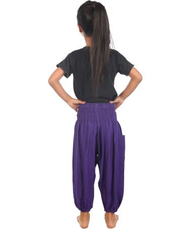 Lofbaz Children Hippy Thai Harem Aladdin Pirate Kids Pants - Solid Purple (11-12 Years) - Buy Online on GoSupps.com