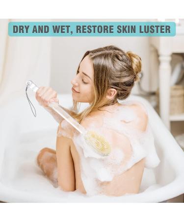 DeaLott Dual-Sided Back Scrubber with Long Handle - Shower Brush for Men and Women - Exfoliating Wet/Dry Body Brush with Stiff and Soft Bristles - Buy Online on GoSupps.com